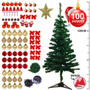 Kit Arvore Natal 120cm 120 Galhos Verde Pinheiro Mais 100 Enfeites Decoração Natalina