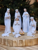PRESÉPIO EM RESINA BRANCO 9 PÇS